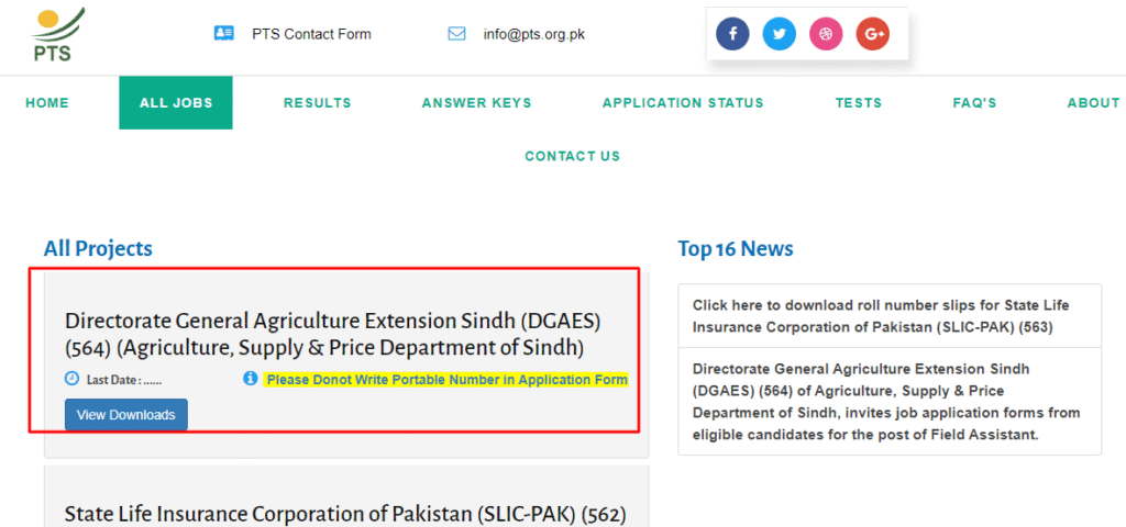 Online Apply for Assistant Jobs in Directorate Agriculture Extension Sindh (DGAES)